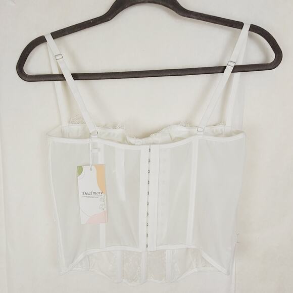 New Dealmore white lace corset bustierre top Size Large Bridal Angelcore Sexy - Picture 2 of 6